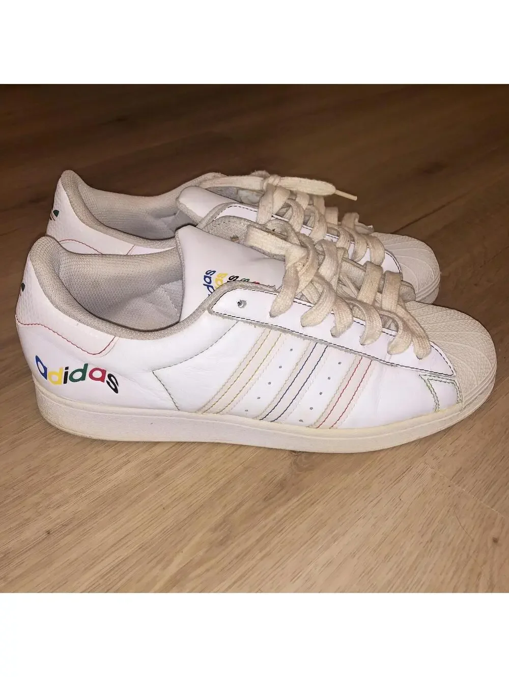 ADIDAS SUPERSTAR PRIDE WHITE MULTI RAINBOW SHELL TOE SNEAKERS 2021 MENS SIZE 10